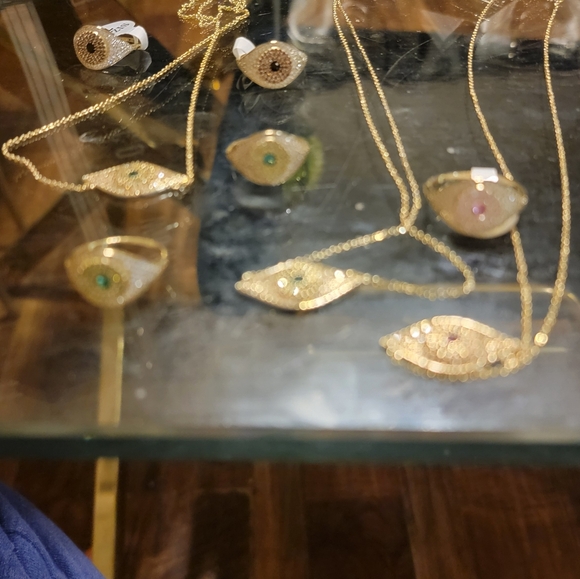 Melinda Maria Jewelry - Melinda Maria Gold Necklace with Blue Evil Eye Necklace 79 Ring 52 Price For 1